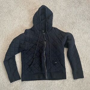 RtA Black Quilted Zip-Up Hoodie